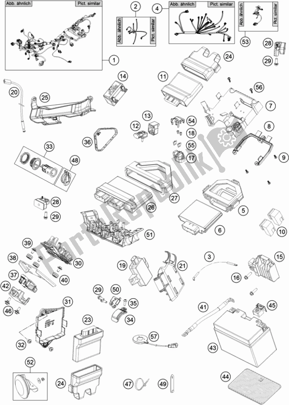 All parts for the Wiring Harness of the KTM 1290 Super Duke Gt,white EU 2020