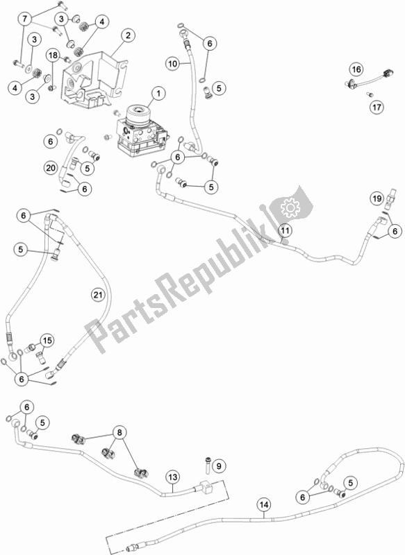 Todas as partes de Abs Do Sistema Antibloqueio do KTM 1290 Super Duke R,black EU 2018