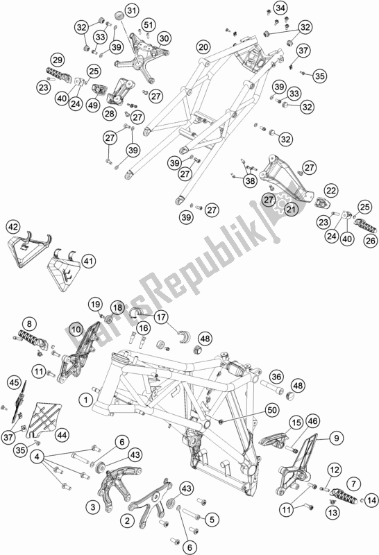 Alle onderdelen voor de Kader van de KTM 1290 Super Duke R,black EU 2018