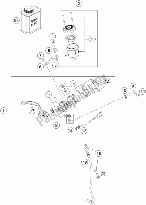 Alle onderdelen voor de Front Brake Control van de KTM 1290 Super Duke R,black EU 2018