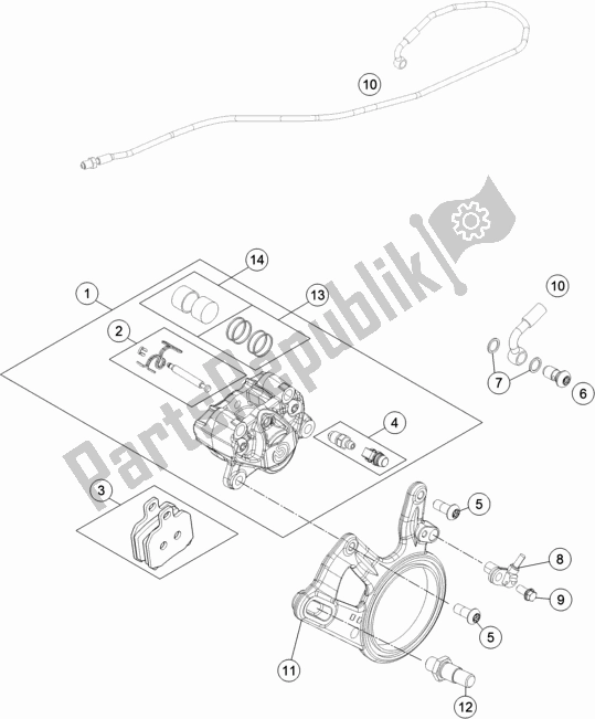 Alle onderdelen voor de Achter Remklauw van de KTM 1290 Super Duke R,black EU 2018