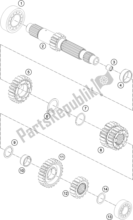 All parts for the Transmission I - Main Shaft of the KTM 1290 Super Duke R,black EU 2018