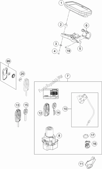 Tutte le parti per il Strumenti / Sistema Di Blocco del KTM 1290 Super Duke R,black EU 2019