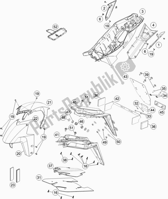 Tutte le parti per il Maschera, Parafanghi del KTM 1290 Super Duke R,black EU 2019