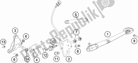 Tutte le parti per il Cavalletto Laterale / Centrale del KTM 1290 Super Duke R,black EU 2019