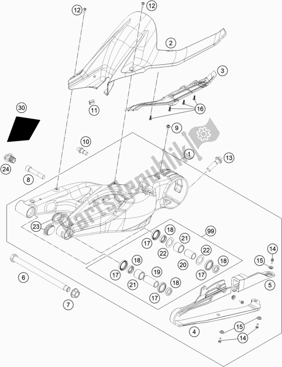 Tutte le parti per il Forcellone del KTM 1290 Super Duke R,black EU 2019