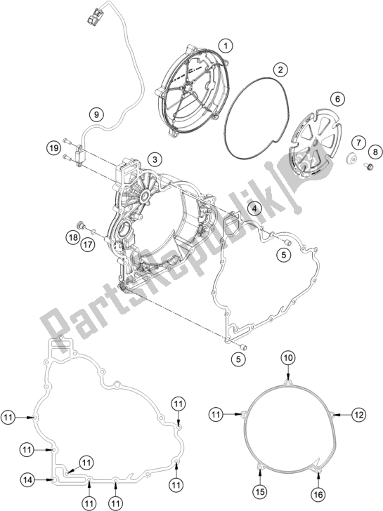 Toutes les pièces pour le Couvercle D'embrayage du KTM 1290 Super Duke R,black EU 2020