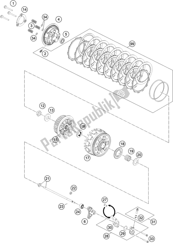 Toutes les pièces pour le Embrayage du KTM 1290 Super Duke R,black EU 2020