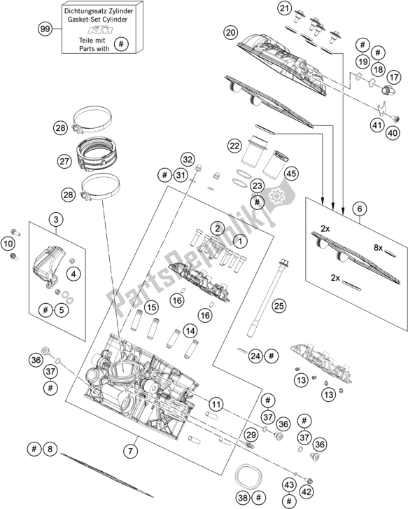 All parts for the Cylinder Head Rear of the KTM 1290 Super Duke R,black EU 2020