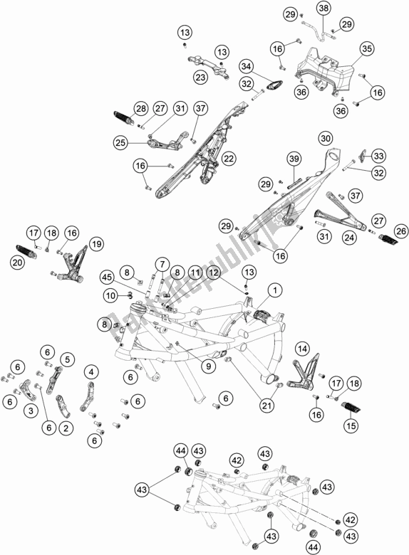 All parts for the Frame of the KTM 1290 Super Duke R,black EU 2020