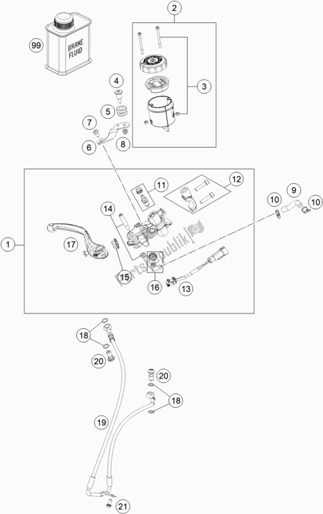 All parts for the Front Brake Control of the KTM 1290 Super Duke R,black EU 2020