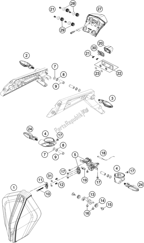 Toutes les pièces pour le Système D'éclairage du KTM 1290 Super Duke R,black EU 2020