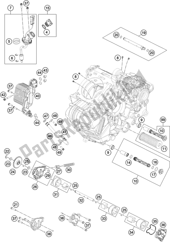 Toutes les pièces pour le Système De Lubrification du KTM 1290 Super Duke R,black EU 2020