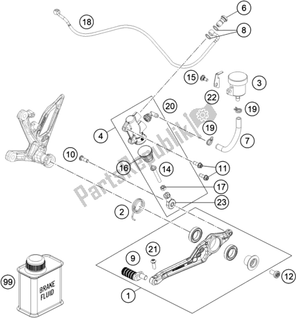 All parts for the Rear Brake Control of the KTM 1290 Super Duke R,black EU 2020