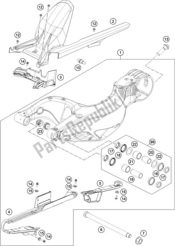 Toutes les pièces pour le Bras Oscillant du KTM 1290 Super Duke R,black EU 2020