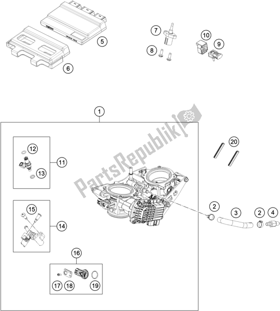 All parts for the Throttle Body of the KTM 1290 Super Duke R,black EU 2020