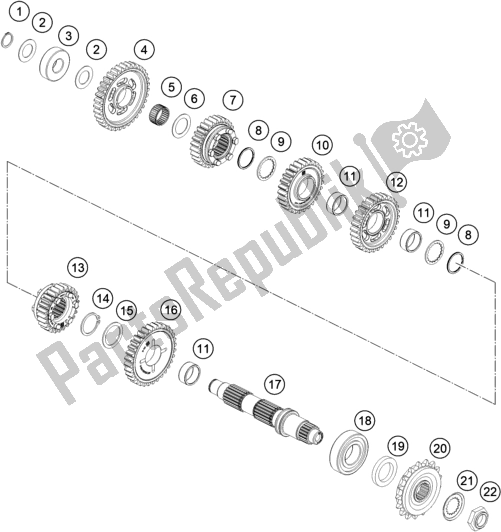 Toutes les pièces pour le Transmission Ii - Arbre Intermédiaire du KTM 1290 Super Duke R,black EU 2020