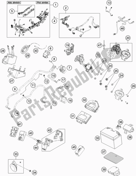 All parts for the Wiring Harness of the KTM 1290 Super Duke R,black EU 2020