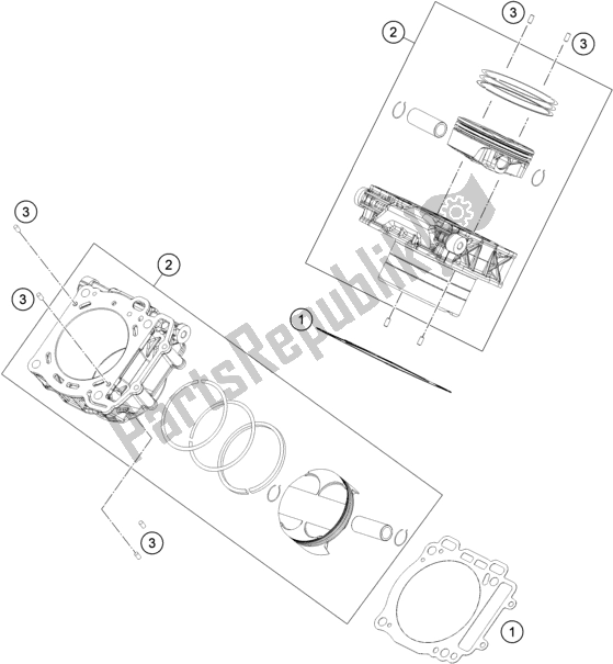 Tutte le parti per il Cilindro del KTM 1290 Super Duke R,orange EU 2020