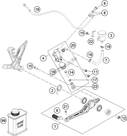 Todas las partes para Control De Freno Trasero de KTM 1290 Super Duke R,orange EU 2020