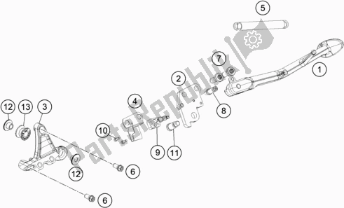 All parts for the Side / Center Stand of the KTM 1290 Super Duke R,orange EU 2020