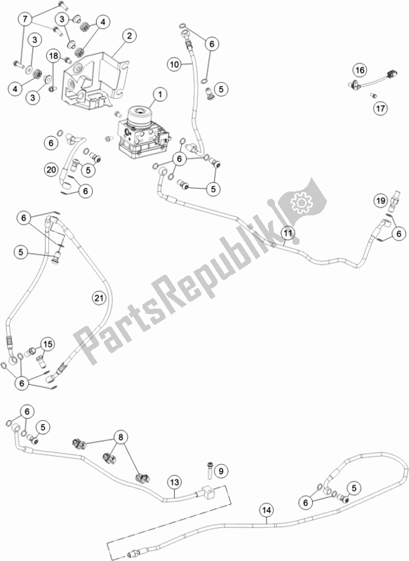 All parts for the Antiblock System Abs of the KTM 1290 Super Duke R,white EU 2019