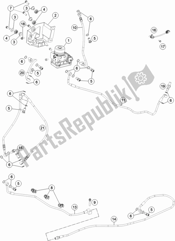 All parts for the Antiblock System Abs of the KTM 1290 Super Duke R,white EU 2019