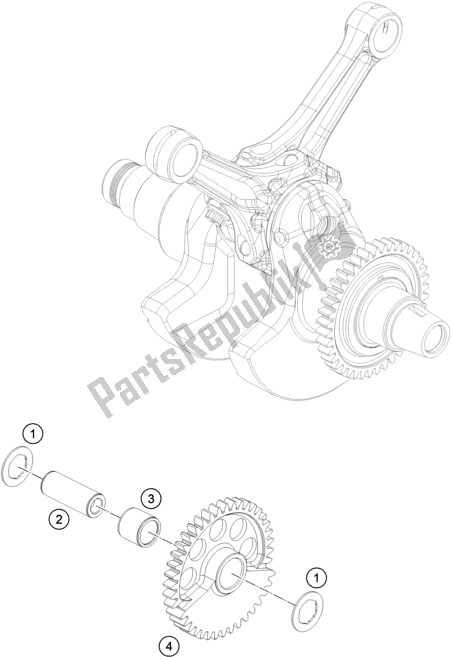 All parts for the Balancer Shaft of the KTM 1290 Super Duke R,white EU 2019