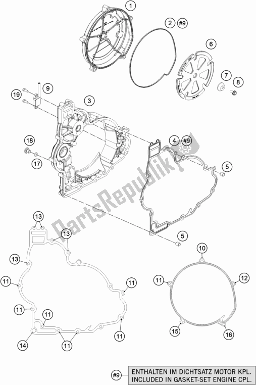 All parts for the Clutch Cover of the KTM 1290 Super Duke R,white EU 2019