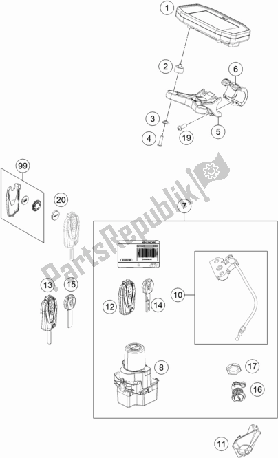 Tutte le parti per il Strumenti / Sistema Di Blocco del KTM 1290 Super Duke R,white EU 2019