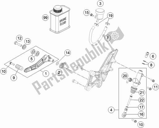 Tutte le parti per il Controllo Del Freno Posteriore del KTM 1290 Super Duke R,white EU 2019