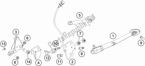 Tutte le parti per il Cavalletto Laterale / Centrale del KTM 1290 Super Duke R,white EU 2019