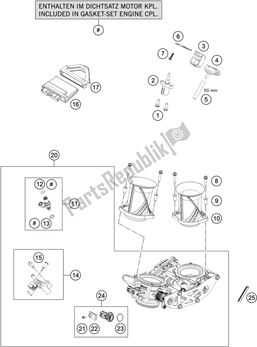 Tutte le parti per il Corpo Farfallato del KTM 1290 Super Duke R,white EU 2019