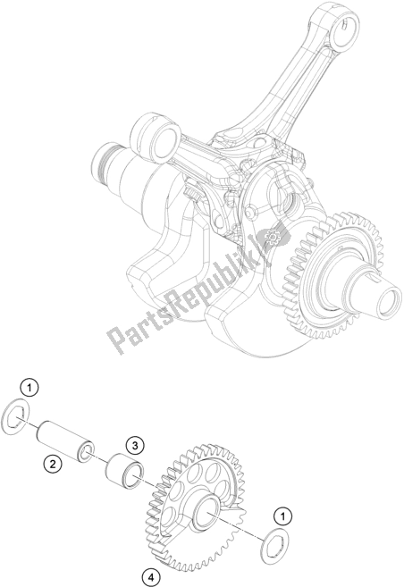 Tutte le parti per il Albero Di Bilanciamento del KTM 1290 Superduke R Black 17 2017