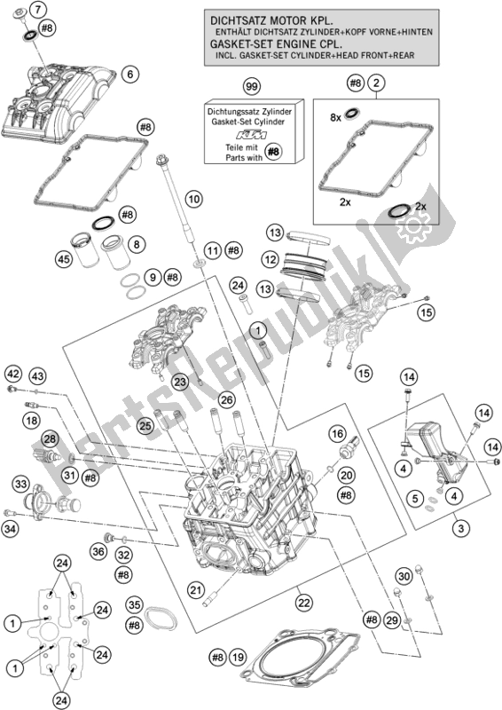 All parts for the Cylinder Head Front of the KTM 1290 Superduke R Black 17 2017