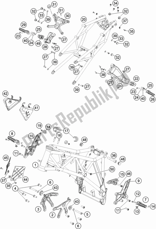 All parts for the Frame of the KTM 1290 Superduke R Black 17 2017