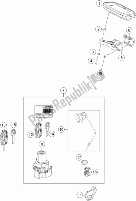 Tutte le parti per il Strumenti / Sistema Di Blocco del KTM 1290 Superduke R Black 17 2017