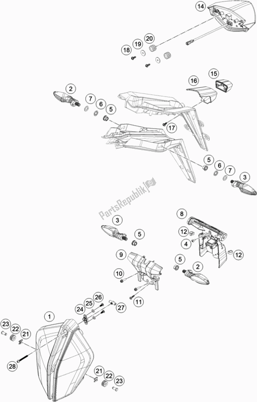 Tutte le parti per il Sistema Di Illuminazione del KTM 1290 Superduke R Black 17 2017