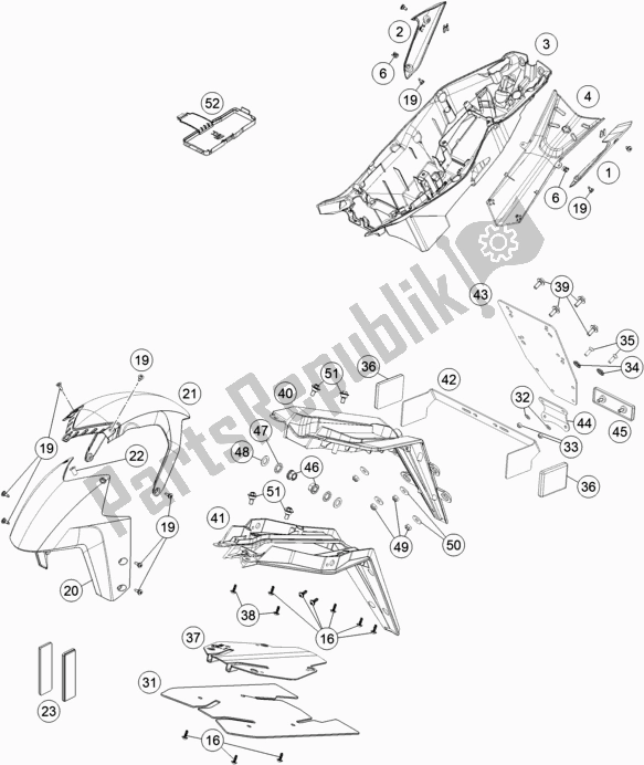 Tutte le parti per il Maschera, Parafanghi del KTM 1290 Superduke R Black 17 2017