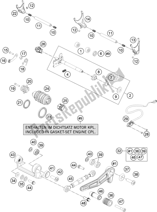 Tutte le parti per il Meccanismo Di Spostamento del KTM 1290 Superduke R Black 17 2017