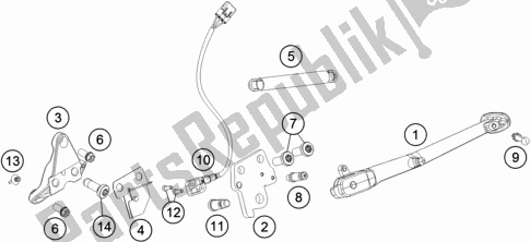 Tutte le parti per il Cavalletto Laterale / Centrale del KTM 1290 Superduke R Black 17 2017