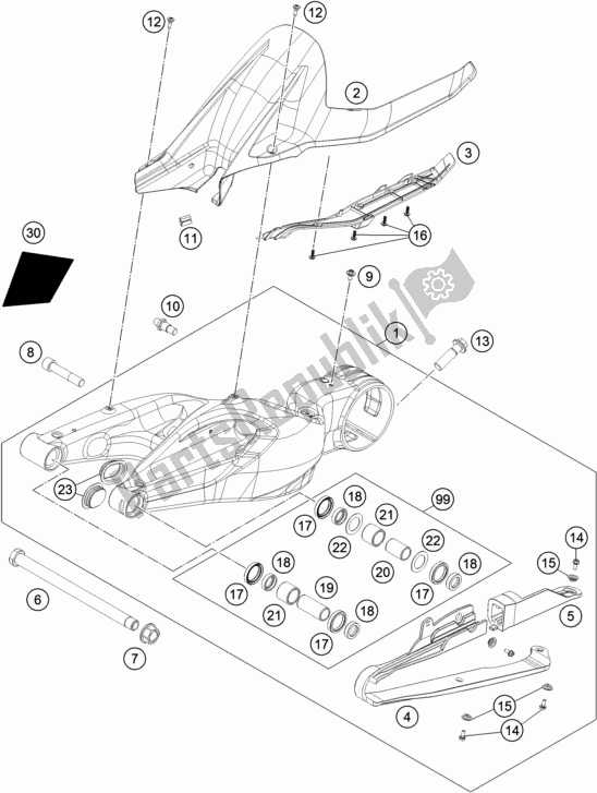 Tutte le parti per il Forcellone del KTM 1290 Superduke R Black 17 2017