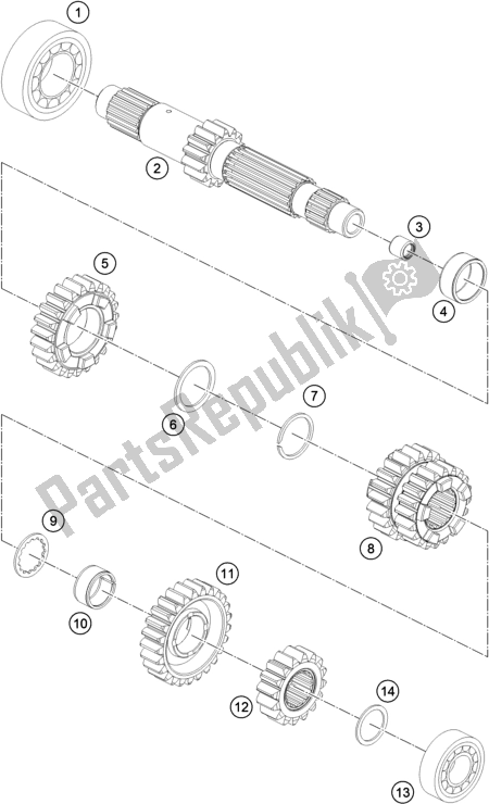 Tutte le parti per il Trasmissione I - Albero Principale del KTM 1290 Superduke R Black 17 2017