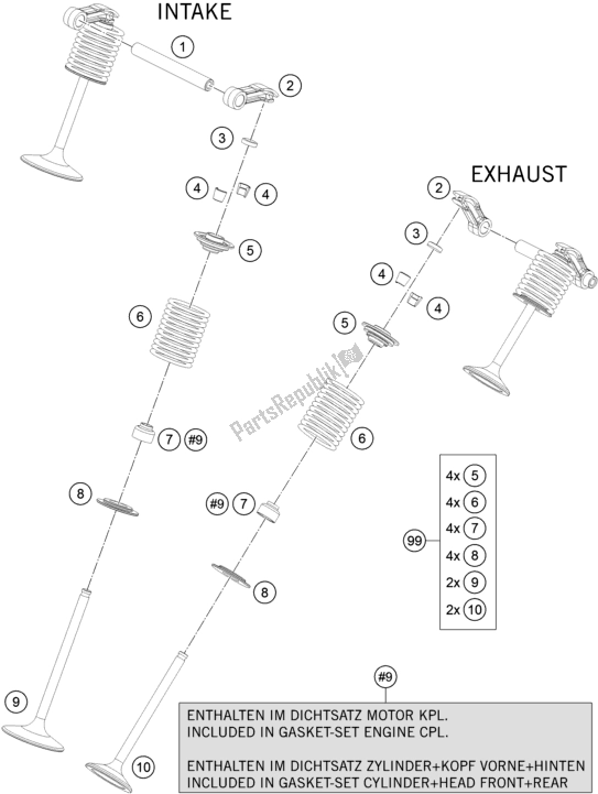 All parts for the Valve Drive of the KTM 1290 Superduke R Black 17 2017