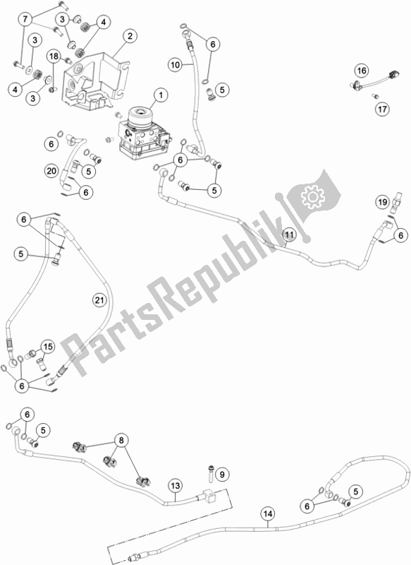 Tutte le parti per il Sistema Antibloccaggio Abs del KTM 1290 Superduke R Black 17 EU 2017