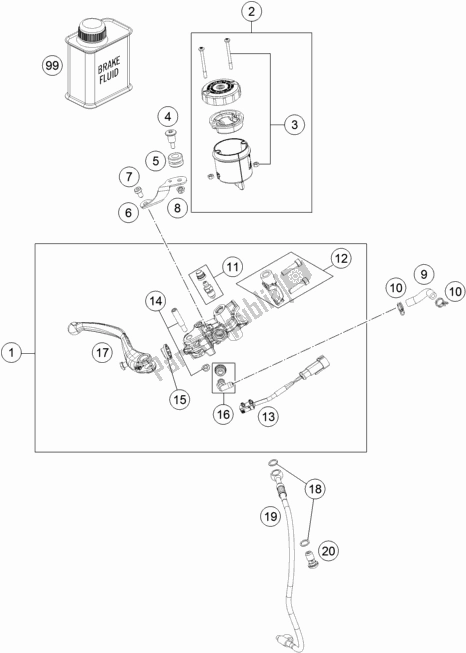 Tutte le parti per il Front Brake Control del KTM 1290 Superduke R Black 17 EU 2017