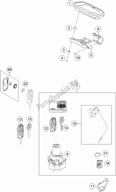 Todas las partes para Instrumentos / Sistema De Bloqueo de KTM 1290 Superduke R Black 17 EU 2017