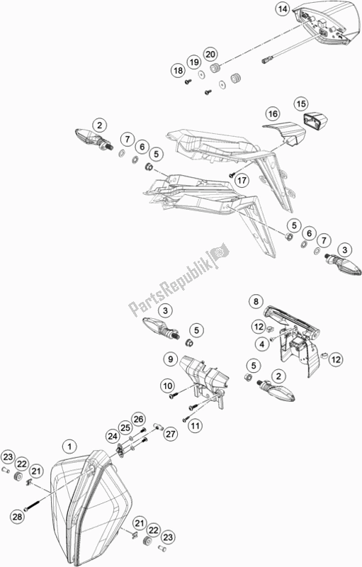 Todas las partes para Sistema De Iluminación de KTM 1290 Superduke R Black 17 EU 2017