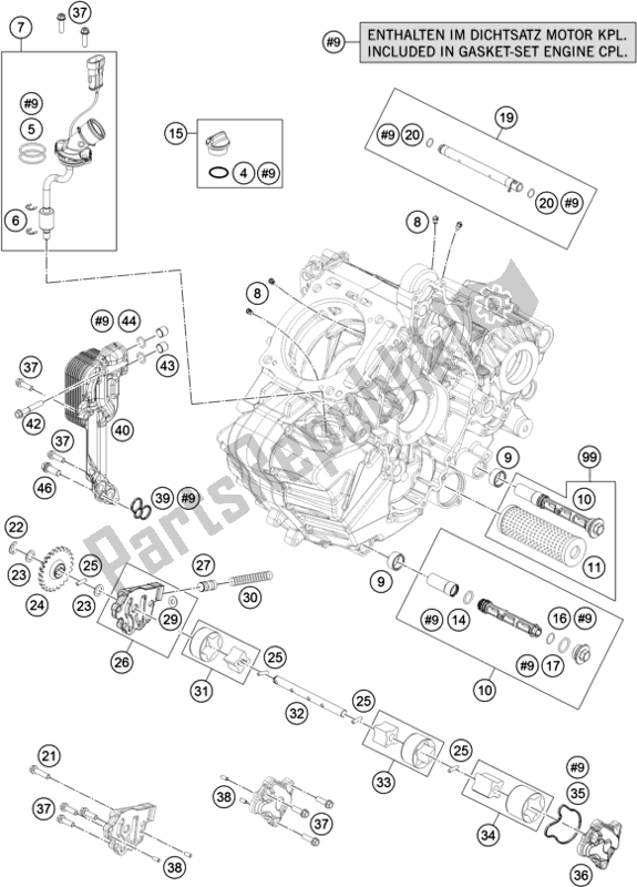 All parts for the Lubricating System of the KTM 1290 Superduke R Black 17 EU 2017