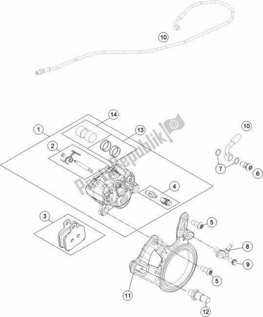 Alle onderdelen voor de Achter Remklauw van de KTM 1290 Superduke R Black 17 EU 2017